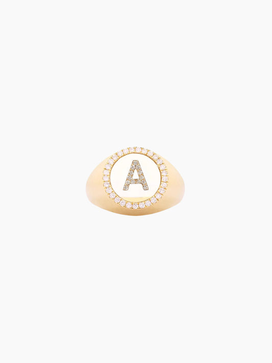 Clear Letter Signet Ring
