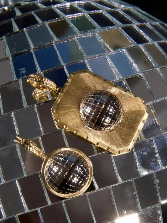 Disco Ball Gold Cut-Out Charm