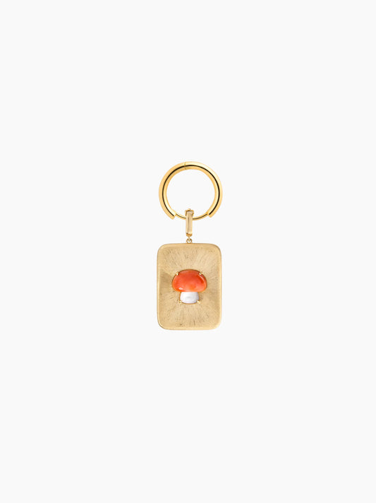 Mushroom Gold Rectangle Charm