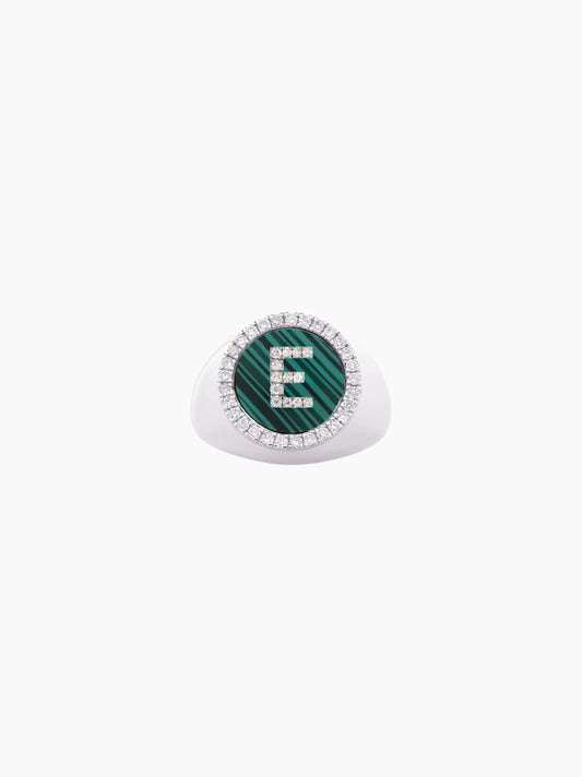 Malachite Letter Signet Ring