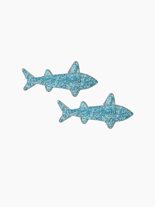 Fish Blue Beaded Napkin Ring Set