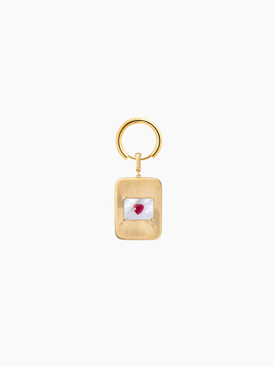 Love Letter Gold Rectangle Charm