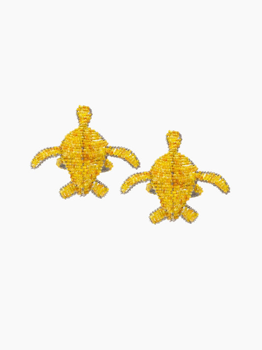 Turtle Yellow Beaded Napkin Ring Set