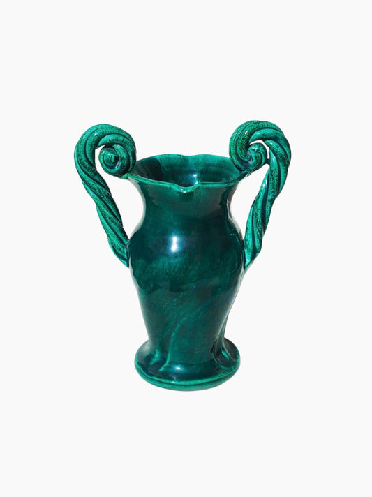 Vintage Emerald Green Ceramic Vase