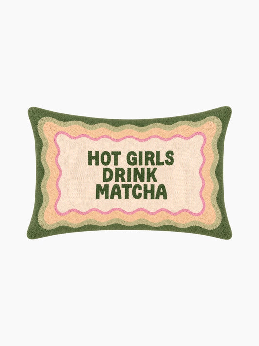 Hot Girls Drink Matcha Needlepoint Cushion