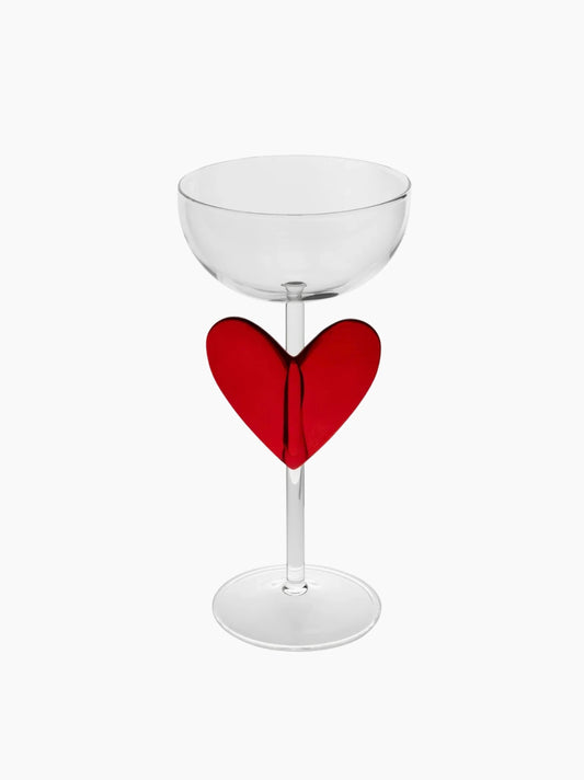 Red Heart Cocktail Glass
