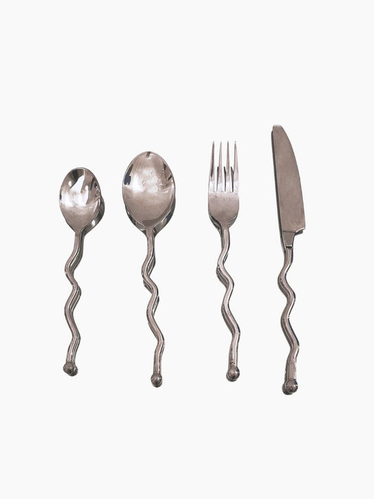 Vintage Wavy 80s Cutlery Set of 4