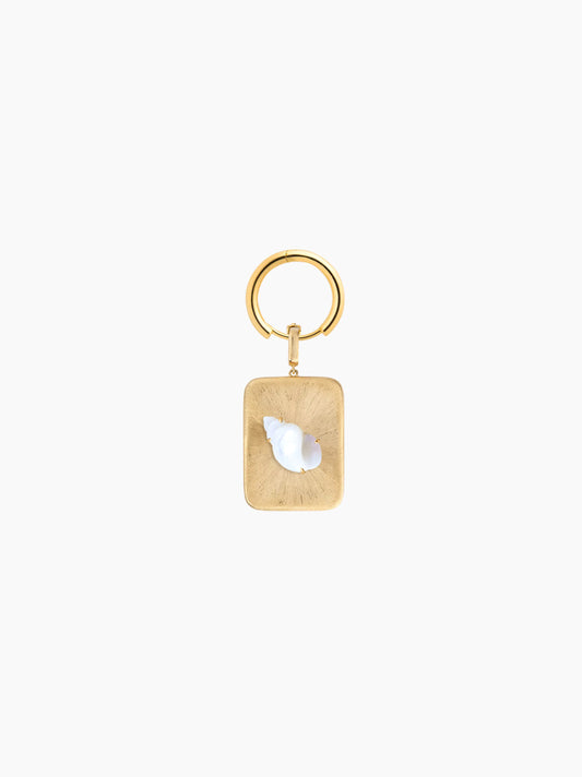 Sea Shell Gold Rectangle Charm