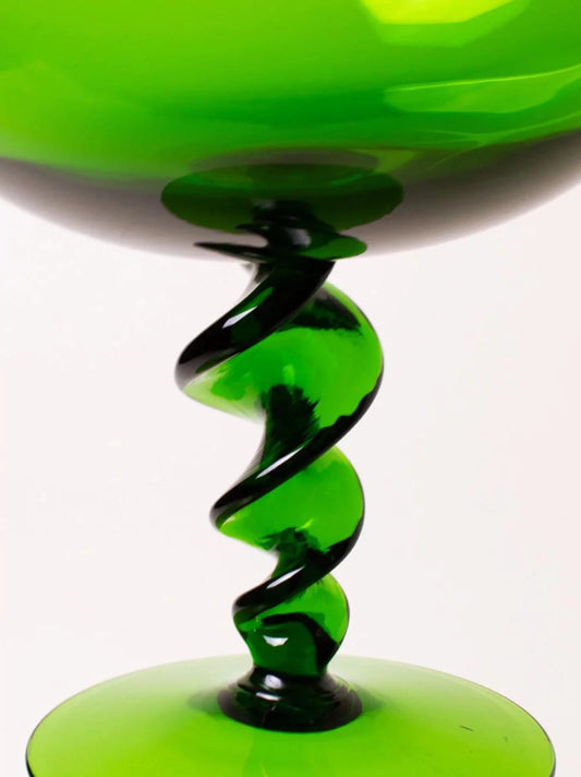 Green Glass Pedestal Bowl