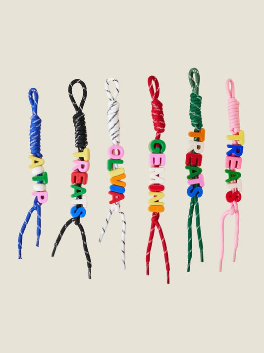 White Stripe Rope Letter Bag Charm