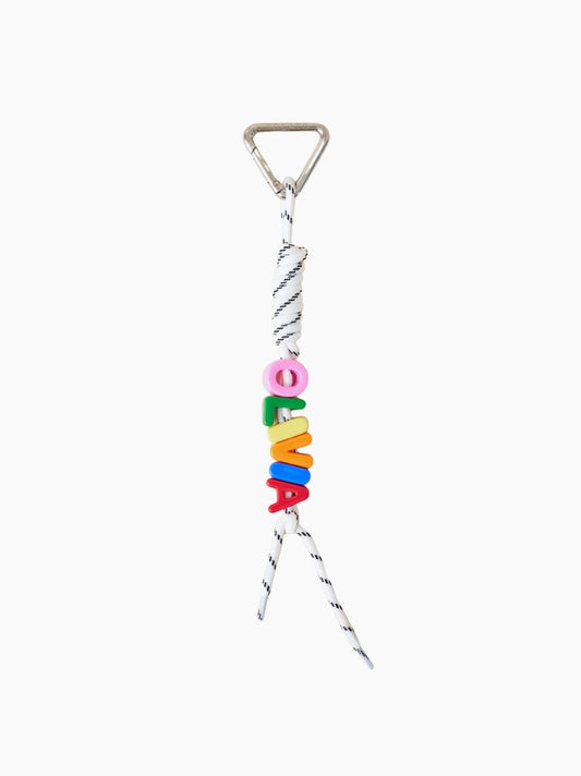 White Stripe Rope Letter Bag Charm