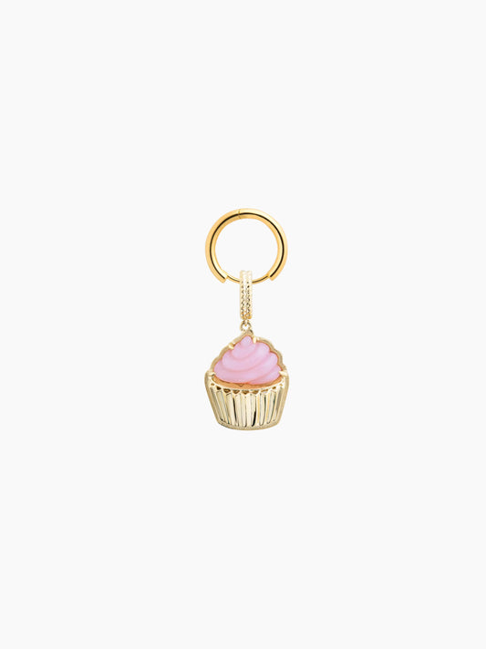 Pink Cupcake Gold Cut-Out Charm