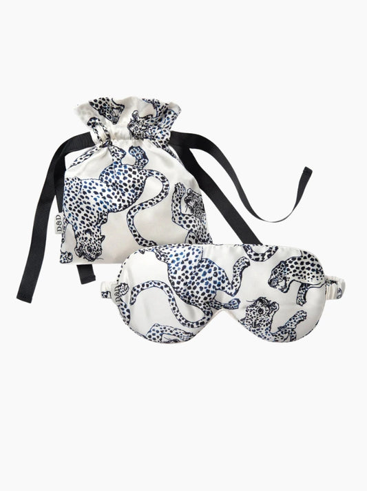 Personalised Cream Leopard Silk Eye Mask