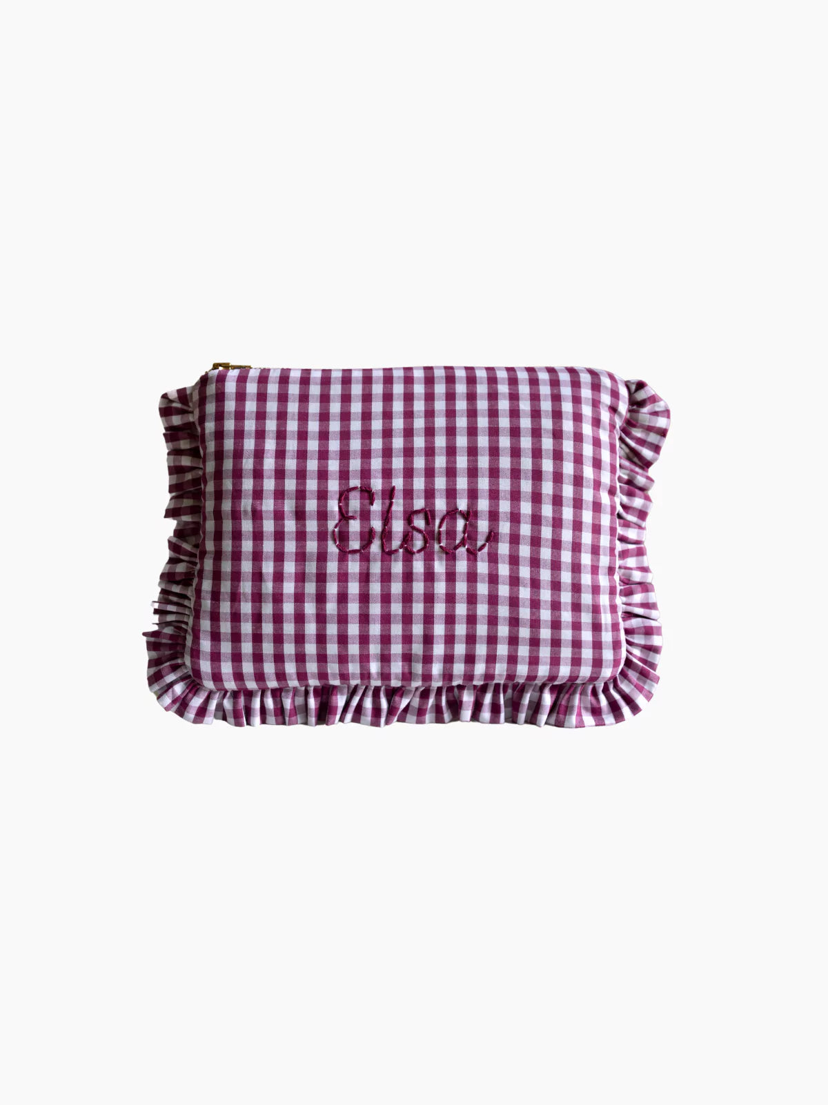Personalised Bordeaux Vichy Zip Baby Pouch | The Go-To