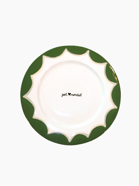Just Married Scalloped Cake Plate