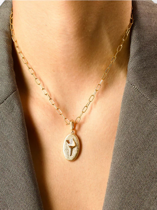 Ice Cream Flake Gold Oval Charm