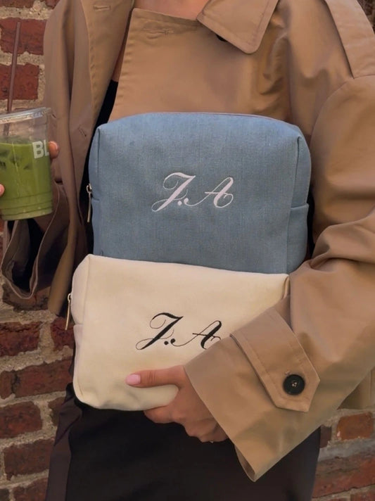 Personalised Blue Denim Pouch
