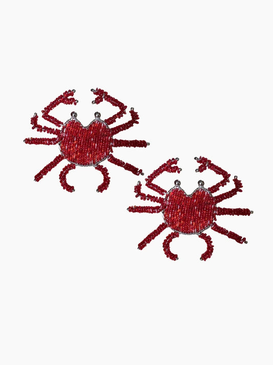 Crab Beaded Napkin Ring Set