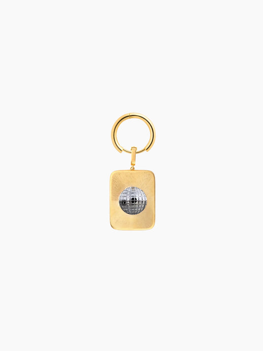 Disco Ball Gold Rectangle Charm