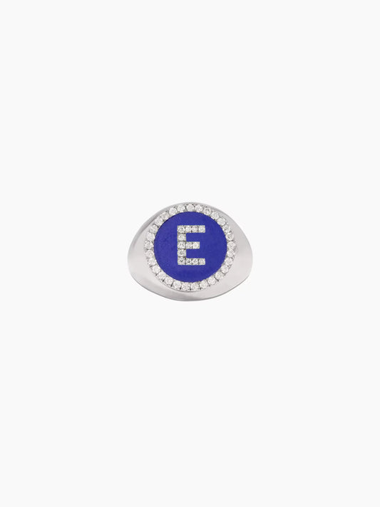 Lapis Letter Signet Ring