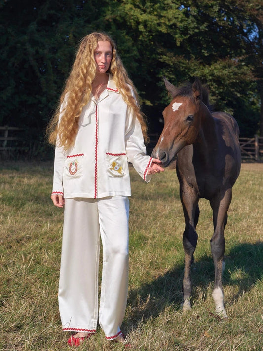 Lucky Pony Silk Long Pajama Set