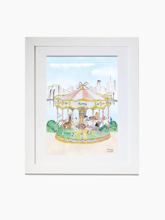 Personalised Carousel of Brooklyn Kids Art Print