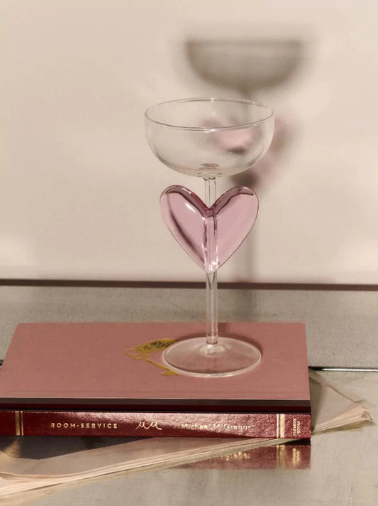 Pink Heart Cocktail Glass