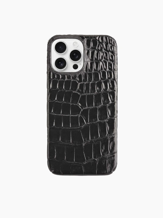 Polished Black Crocodile iPhone Case