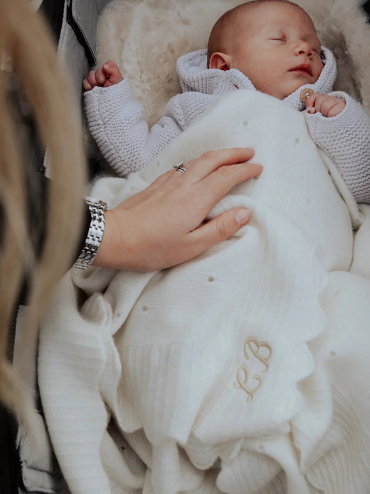 Personalised Cashmere Scallop Baby Blanket