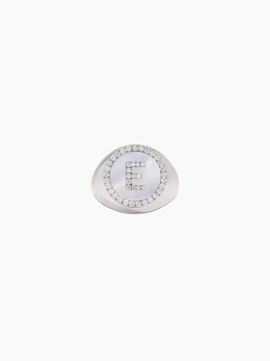 Mother of Pearl Letter Signet Ring