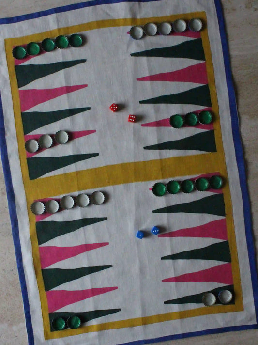 Backgammon Linen Tea Towel