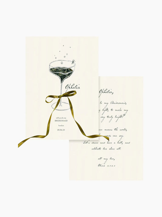 Green Be My Bridesmaid Wedding Card