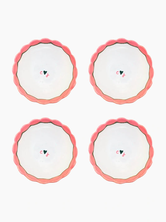 Bespoke Initial Scalloped Bowls Set of 4