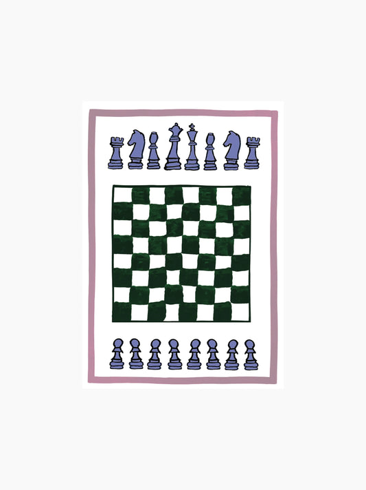 Chess Linen Tea Towel