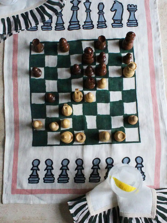 Chess Linen Tea Towel