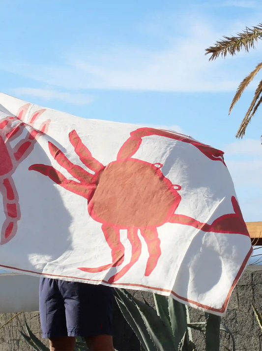 Crab Print Linen Tablecloth