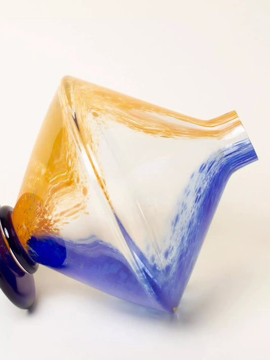 Handblown Yellow and Blue Vase