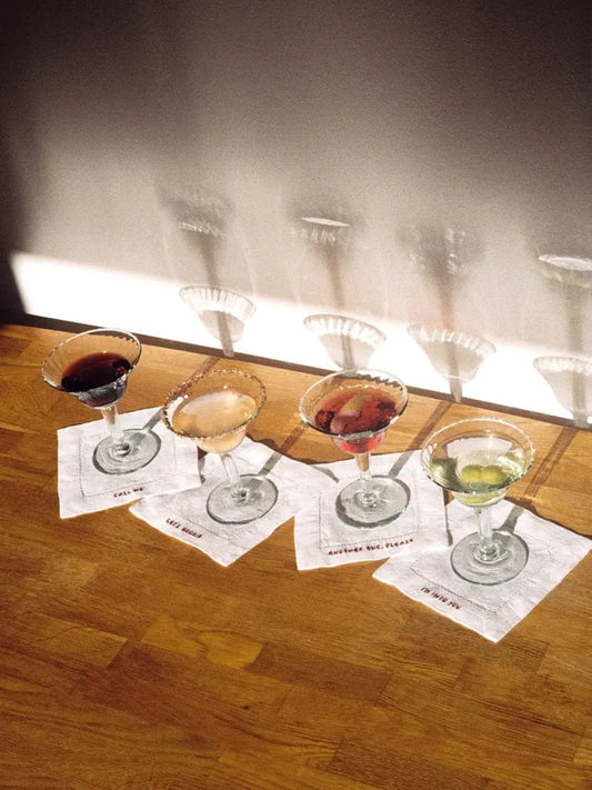 Gratitude Hemstitched Cocktail Linen Napkins Set of 4