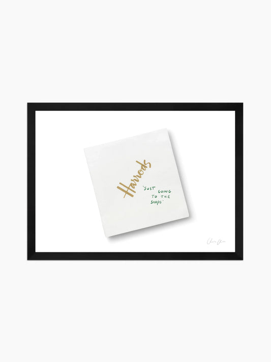 Napkin at Harrods Framed Art Print