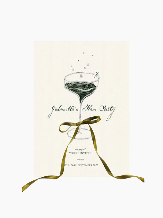 Green Hen Party Invite Card