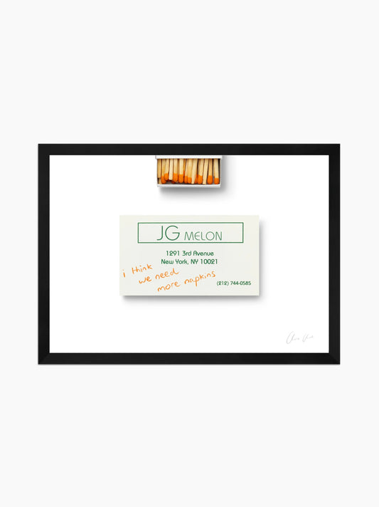 Card at JG Melon i Framed Art Print