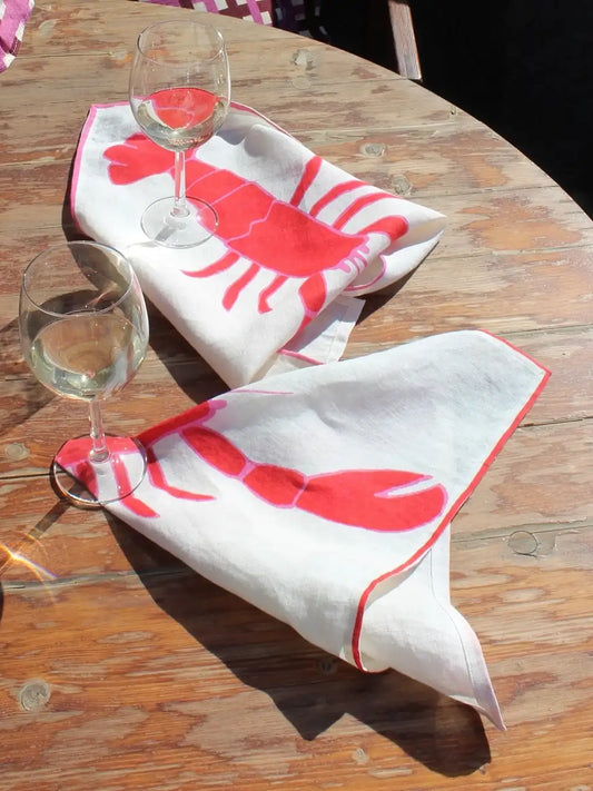 Lobster Linen Napkins Set of 2