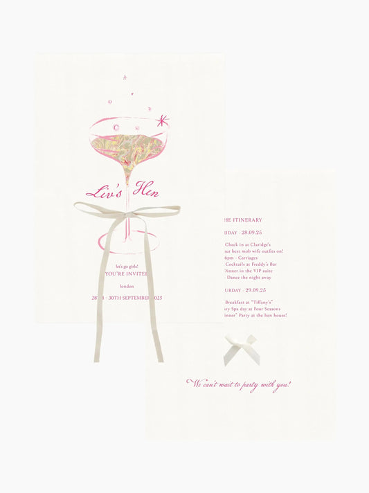 Pink Hen Party Invite Card