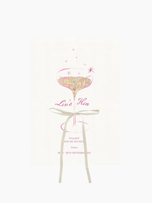 Pink Hen Party Invite Card