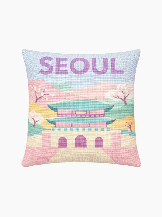 Needlepoint Travel Inspired Pillow