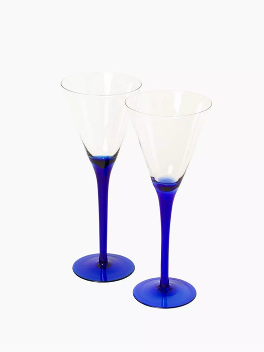 Blue-stem Martini Glass Set of 2