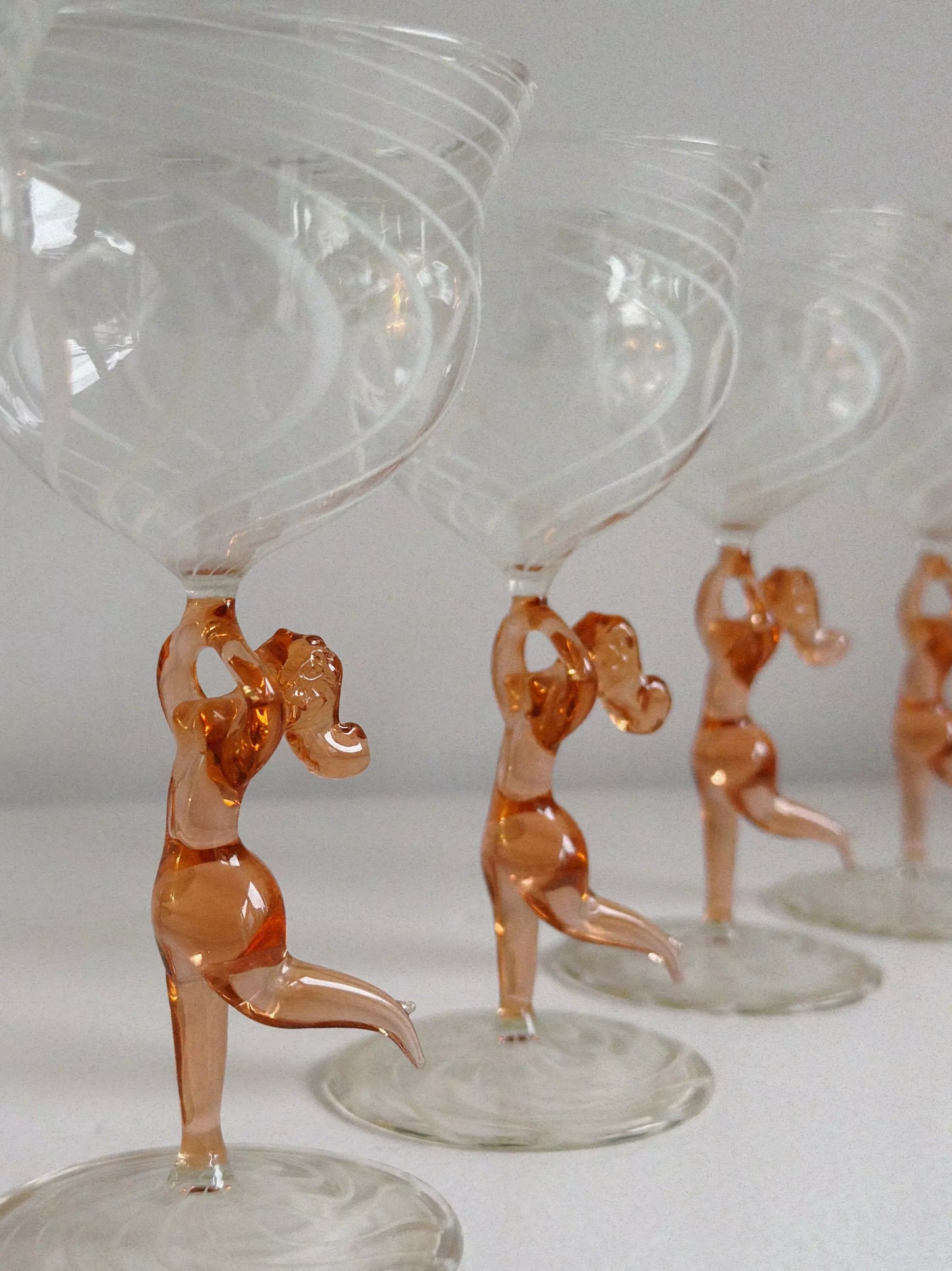 Art Deco Dancing Ladies Wine Glasses Set of 6
