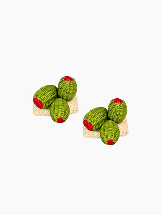 Green Olives Napkin Ring Set