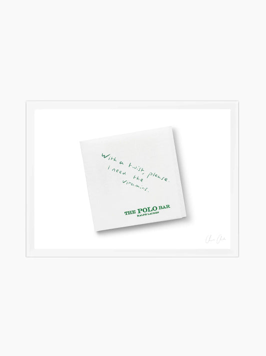 Napkin At The Polo Bar Framed Art Print