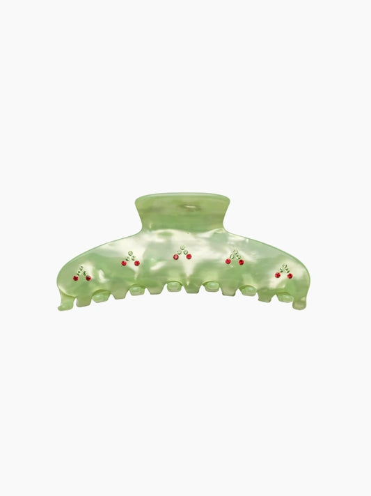 Cherry Green Hair Claw Clip